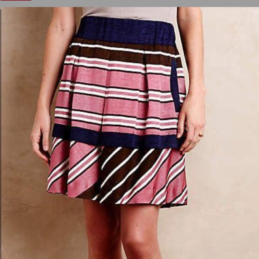 MAEVE Anthropologie Womens Ellery Striped Pleated Skirt Size 10